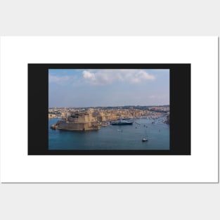 View to the Fort St. Angelo, with part of the city Birgu, Malta Posters and Art